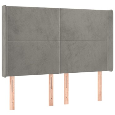 vidaXL Κρεβάτι Boxspring με Στρώμα & LED Αν.Γκρι 140x200 εκ. Βελούδινο