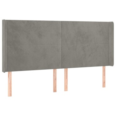 vidaXL Κρεβάτι Boxspring με Στρώμα & LED Αν.Γκρι 180x200 εκ. Βελούδινο