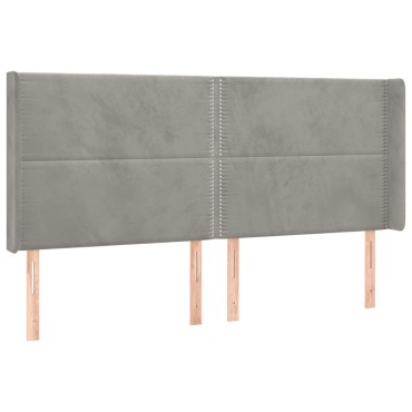 vidaXL Κρεβάτι Boxspring με Στρώμα & LED Αν.Γκρι 180x200 εκ. Βελούδινο