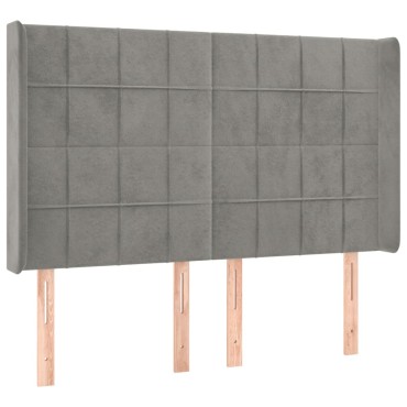 vidaXL Κρεβάτι Boxspring με Στρώμα&LED Αν. Γκρι 140x190 εκ. Βελούδινο