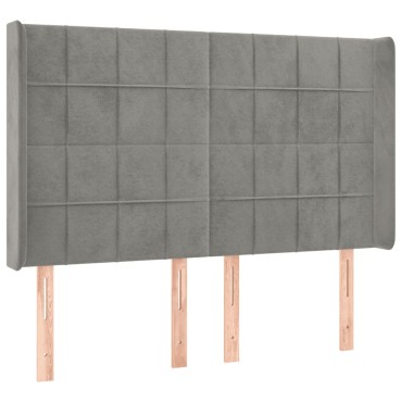vidaXL Κρεβάτι Boxspring με Στρώμα & LED Αν.Γκρι 140x200 εκ. Βελούδινο