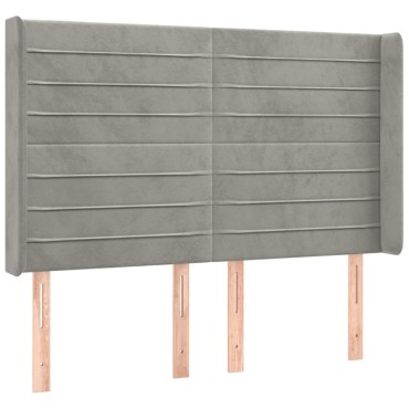 vidaXL Κρεβάτι Boxspring με Στρώμα&LED Αν. Γκρι 140x190 εκ. Βελούδινο