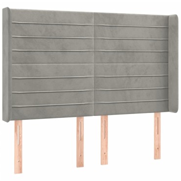 vidaXL Κρεβάτι Boxspring με Στρώμα & LED Αν.Γκρι 140x200 εκ. Βελούδινο