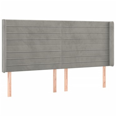 vidaXL Κρεβάτι Boxspring με Στρώμα & LED Αν.Γκρι 200x200 εκ. Βελούδινο