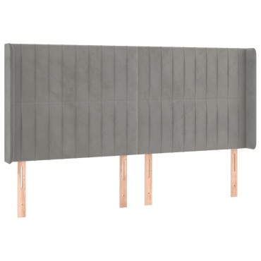 vidaXL Κρεβάτι Boxspring με Στρώμα & LED Αν.Γκρι 180x200 εκ. Βελούδινο