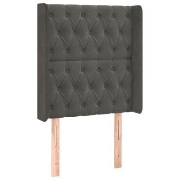 vidaXL Κρεβάτι Boxspring με Στρώμα & LED Σκ. Γκρι 80x200 εκ. Βελούδινο