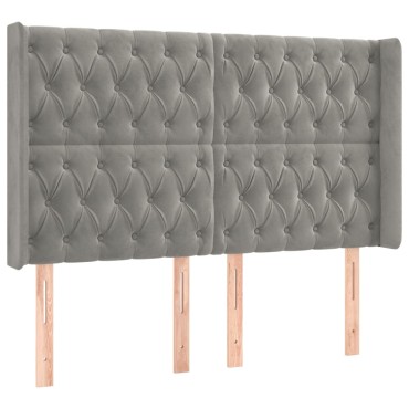 vidaXL Κρεβάτι Boxspring με Στρώμα&LED Αν. Γκρι 140x190 εκ. Βελούδινο