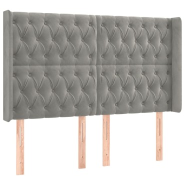 vidaXL Κρεβάτι Boxspring με Στρώμα & LED Αν.Γκρι 140x200 εκ. Βελούδινο