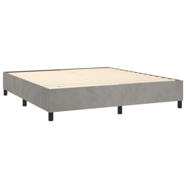 vidaXL Κρεβάτι Boxspring με Στρώμα & LED Αν.Γκρι 180x200 εκ. Βελούδινο