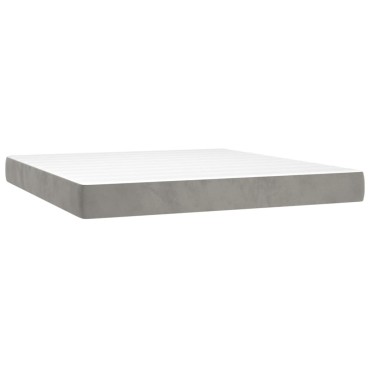 vidaXL Κρεβάτι Boxspring με Στρώμα & LED Αν.Γκρι 180x200 εκ. Βελούδινο