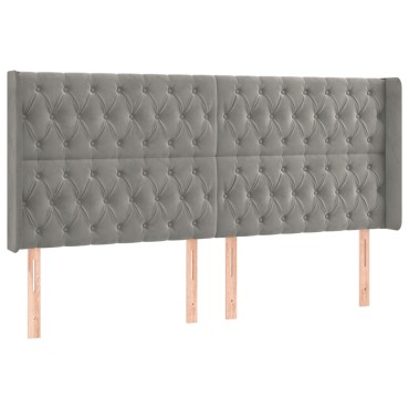 vidaXL Κρεβάτι Boxspring με Στρώμα & LED Αν.Γκρι 180x200 εκ. Βελούδινο