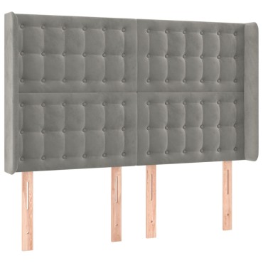 vidaXL Κρεβάτι Boxspring με Στρώμα & LED Αν.Γκρι 140x200 εκ. Βελούδινο