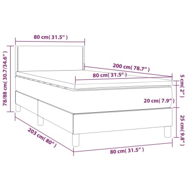 vidaXL Κρεβάτι Boxspring με Στρώμα Σκούρο Γκρι 80x200 εκ. Υφασμάτινο