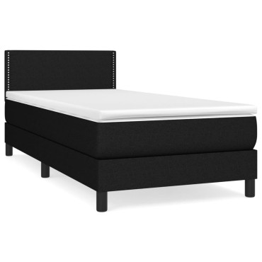 vidaXL Κρεβάτι Boxspring με Στρώμα Μαύρο 80x200cm Υφασμάτινο 1 τεμ. - Μονό