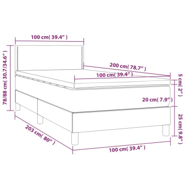 vidaXL Κρεβάτι Boxspring με Στρώμα Ανοιχτό Γκρι 100x200 εκ. Υφασμάτινο