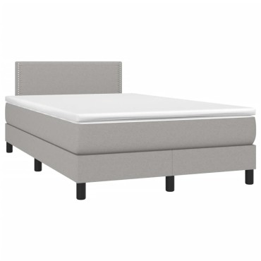 vidaXL Κρεβάτι Boxspring με Στρώμα Ανοιχτό Γκρι 120x200 εκ. Υφασμάτινο
