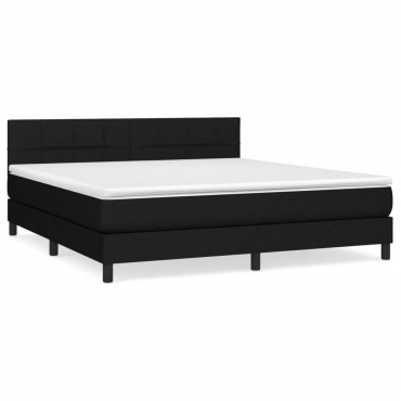 vidaXL Κρεβάτι Boxspring με Στρώμα Μαύρο 160x200 εκ. Υφασμάτινο