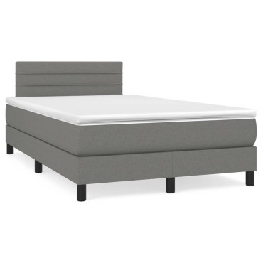 vidaXL Κρεβάτι Boxspring με Στρώμα Σκούρο Γκρι 120x200 εκ. Υφασμάτινο