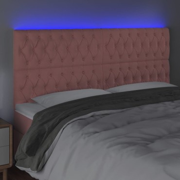 vidaXL Κεφαλάρι Κρεβατιού LED Ροζ 180x7x118/128cm Βελούδινο 1 τεμ.
