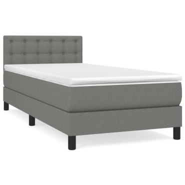 vidaXL Κρεβάτι Boxspring με Στρώμα Σκούρο Γκρι 100x200 εκ. Υφασμάτινο