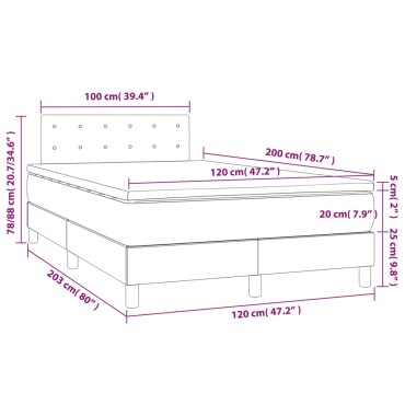 vidaXL Κρεβάτι Boxspring με Στρώμα Ανοιχτό Γκρι 120x200 εκ. Υφασμάτινο
