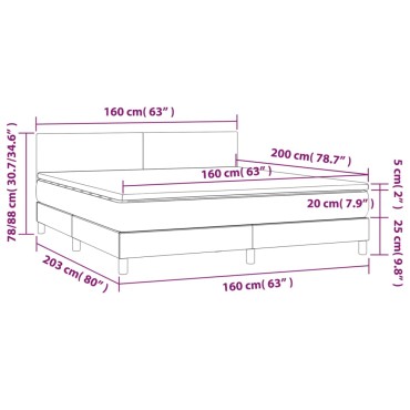 vidaXL Κρεβάτι Boxspring με Στρώμα Μαύρο 160x200 εκ. Υφασμάτινο