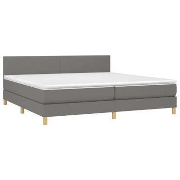 vidaXL Κρεβάτι Boxspring με Στρώμα Σκούρο Γκρι 200x200 εκ. Υφασμάτινο