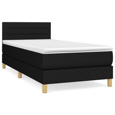 vidaXL Κρεβάτι Boxspring με Στρώμα Μαύρο 100 x 200 εκ. Υφασμάτινο