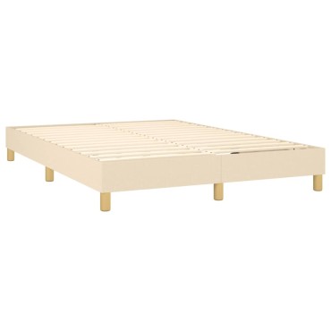 vidaXL Κρεβάτι Boxspring με Στρώμα Κρεμ 140x190 εκ. Υφασμάτινο