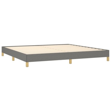 vidaXL Κρεβάτι Boxspring με Στρώμα Σκούρο Γκρι 200x200 εκ. Υφασμάτινο