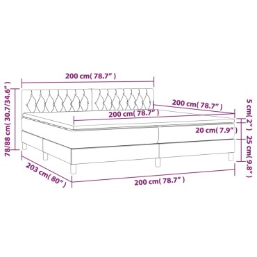 vidaXL Κρεβάτι Boxspring με Στρώμα Σκούρο Γκρι 200x200 εκ. Υφασμάτινο