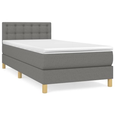 vidaXL Κρεβάτι Boxspring με Στρώμα Σκούρο Γκρι 100x200 εκ. Υφασμάτινο