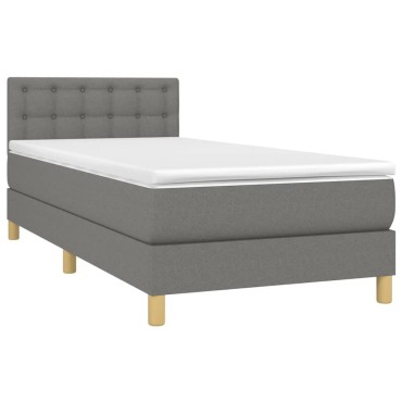vidaXL Κρεβάτι Boxspring με Στρώμα Σκούρο Γκρι 100x200 εκ. Υφασμάτινο