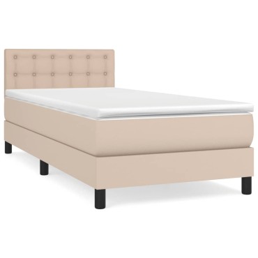 vidaXL Κρεβάτι Boxspring με Στρώμα Καπουτσίνο 80x200 εκ. Συνθ. Δέρμα