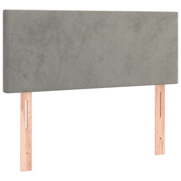 vidaXL Κρεβάτι Boxspring με Στρώμα Ανοιχτό Γκρι 90x200 εκ. Βελούδινο