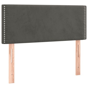 vidaXL Κρεβάτι Boxspring με Στρώμα Σκούρο Γκρι 90x200 εκ. Βελούδινο