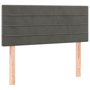 vidaXL Κρεβάτι Boxspring με Στρώμα Σκούρο Γκρι 90x200 εκ. Βελούδινο