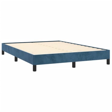 vidaXL Κρεβάτι Boxspring με Στρώμα Σκούρο Μπλε 140x200 εκ. Βελούδινο
