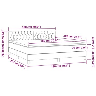 vidaXL Κρεβάτι Boxspring με Στρώμα Σκούρο Γκρι 180x200 εκ. Βελούδινο