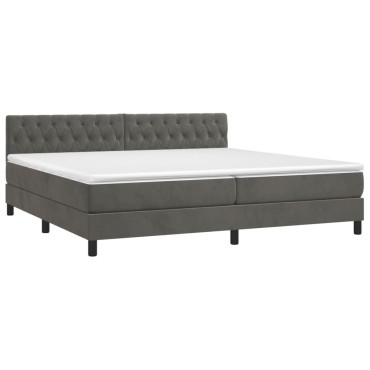 vidaXL Κρεβάτι Boxspring με Στρώμα Σκούρο Γκρι 200x200 εκ. Βελούδινο