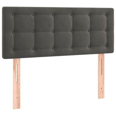 vidaXL Κρεβάτι Boxspring με Στρώμα Σκούρο Γκρι 90x200 εκ. Βελούδινο