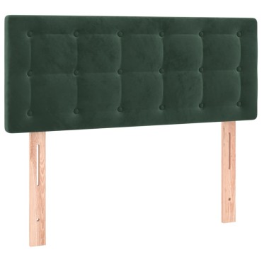 vidaXL Κρεβάτι Boxspring με Στρώμα Σκούρο Πράσινο 90x200 εκ. Βελούδινο