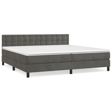 vidaXL Κρεβάτι Boxspring με Στρώμα Σκούρο Γκρι 200x200 εκ. Βελούδινο