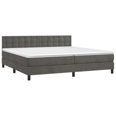 vidaXL Κρεβάτι Boxspring με Στρώμα Σκούρο Γκρι 200x200 εκ. Βελούδινο