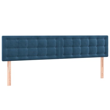 vidaXL Κρεβάτι Boxspring με Στρώμα Σκούρο Μπλε 200x200 εκ. Βελούδινο