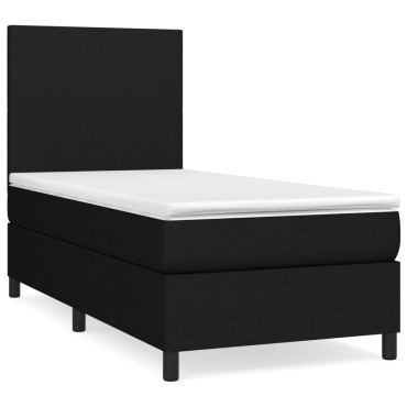 vidaXL Κρεβάτι Boxspring με Στρώμα Μαύρο 80 x 200 εκ. Υφασμάτινο