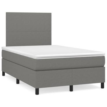 vidaXL Κρεβάτι Boxspring με Στρώμα Σκούρο Γκρι 120x200 εκ. Υφασμάτινο