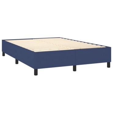 vidaXL Κρεβάτι Boxspring με Στρώμα Μπλε 140x190cm Υφασμάτινο 1 τεμ. - Μονό