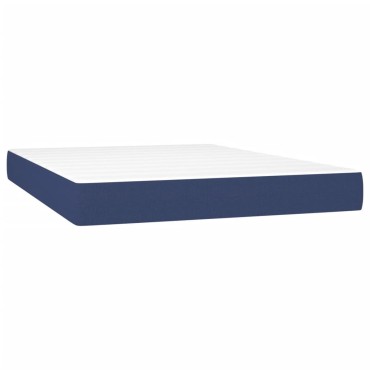 vidaXL Κρεβάτι Boxspring με Στρώμα Μπλε 140x190cm Υφασμάτινο 1 τεμ. - Μονό