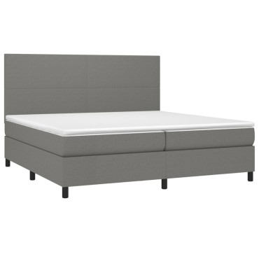 vidaXL Κρεβάτι Boxspring με Στρώμα Σκούρο Γκρι 200x200 εκ. Υφασμάτινο